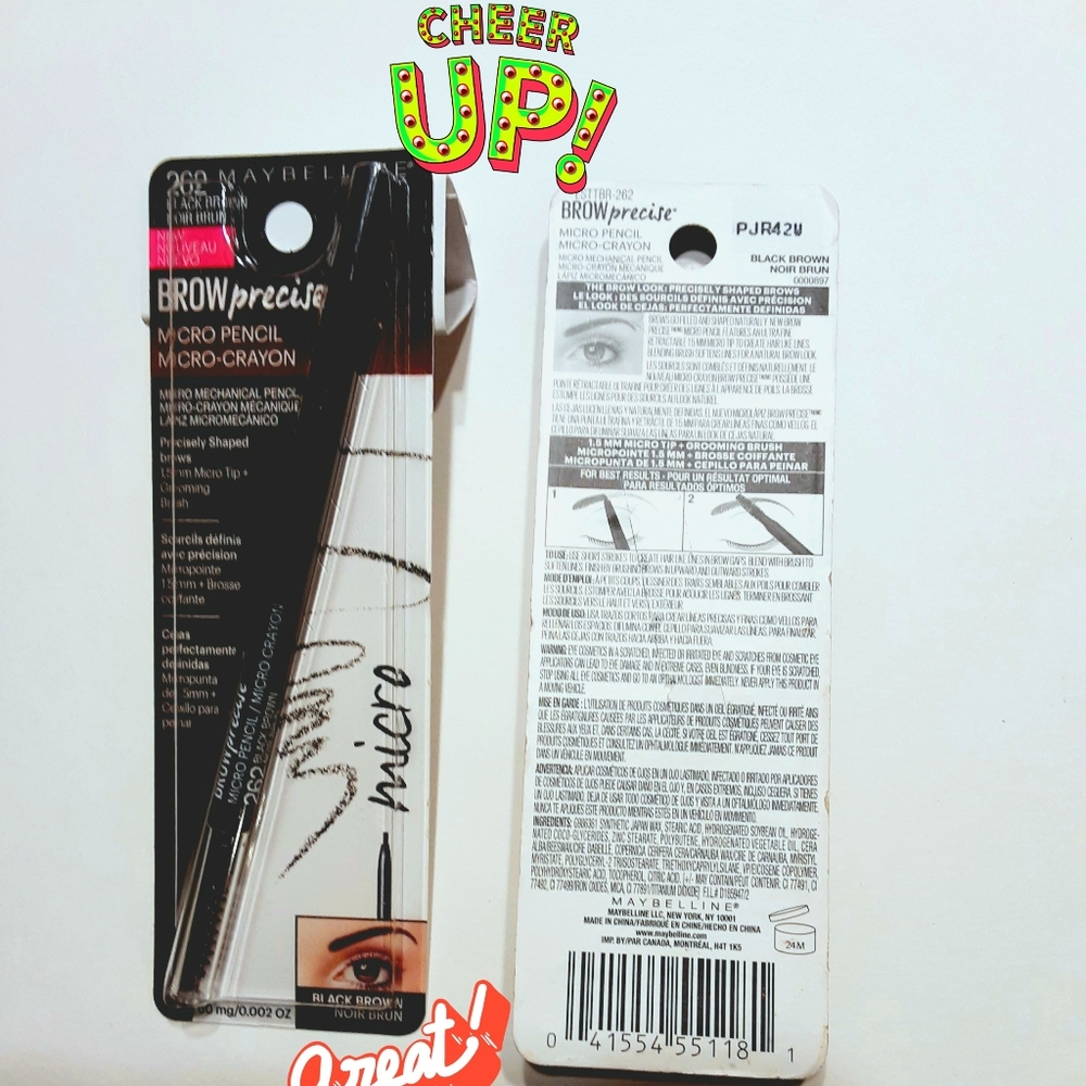 🏆BOGO Maybelline brow pencil blk brwn micro brush